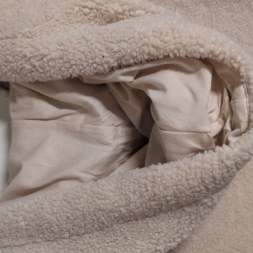 Vince Cream Sandlewood Sherpa Oversized Hooded Pullover Large - Picture 9 of 10